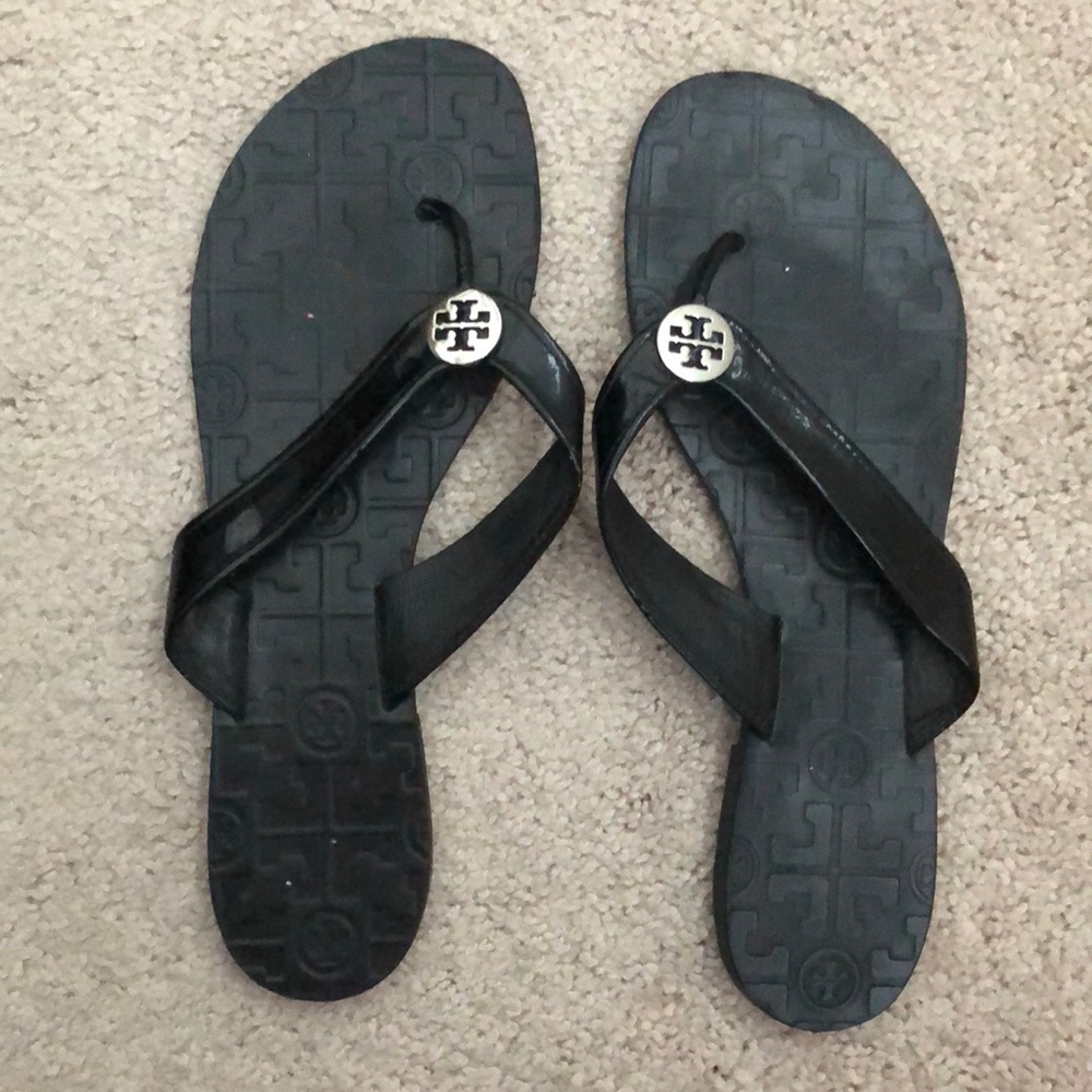 Tory Burch Thora Sandals - Size 10, Black Patent